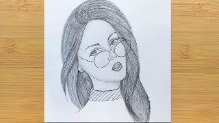 How to draw a Girl with Glasses  Face drawing [upl. by Aibat541]