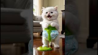 🐱💩 Slime Surprise This Cat Poops Slime 😂💚cat catshorts catcartoon catlover sadcatstory [upl. by Fawcett]