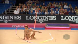 Aleksandra SOLDATOVA RUS 2015 Rhythmic Worlds Stuttgart  Qualifications Ribbon [upl. by Htebyram]