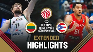 Final Lithuania 🇱🇹 vs Puerto Rico 🇵🇷  Extended Highlights  FIBA OQT 2024 Puerto Rico [upl. by Aime785]