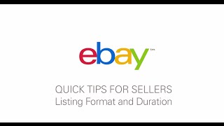 Quick Tips for Sellers by eBay Listing Format and Duration [upl. by Gilliette]