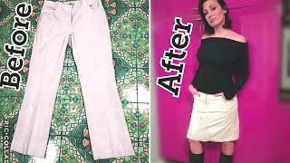 Come trasformare un PANTALONE in GONNAHow to turn a TROUSER in a SKIRTDIY CLOTHES by Diana Toto [upl. by Lanford]