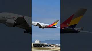 Asiana Airlines A380 departing LAX airplanespotting [upl. by Rebor470]