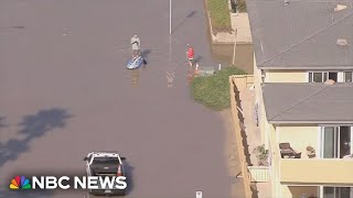 High surf floods Southern California neighborhood [upl. by Annoyk]