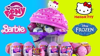 30 SURPRISE EGGS Barbie Glitzi Globes Frozen Powerpuff Girls HelloKitty My Little Pony Toys DCTC [upl. by Ieso297]