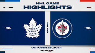 NHL Highlights  Maple Leafs vs Jets  October 28 2024 [upl. by Icnarf829]