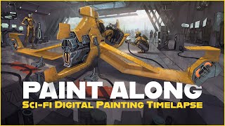 Paint along Digital painting timelapse🎨SciFi Speeder in Photoshop 🚀 [upl. by Puritan]