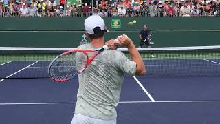 Schwartzman and Federer  2019 Indian Wells Practice Clip 2 [upl. by Chemarin969]