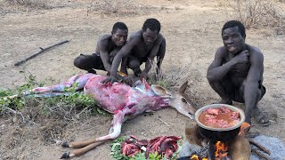 Hadzabe tribe cooks their favorite meal middle of nowhere without any spices 😋 [upl. by Smiga]