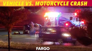 BREAKING NEWS Vehicle Vs Motorcycle Crash In Fargo [upl. by Henley372]