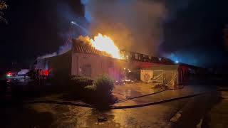 Orange County Fire Authority firefighters respond a blaze in a strip mall in Garden Grove [upl. by Shig809]