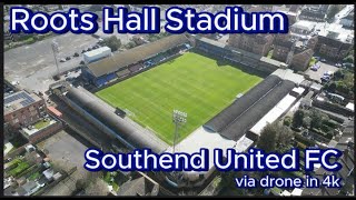 Roots Hall Stadium  Southend United FC  drone overview in 4k dji southend [upl. by Kanal79]