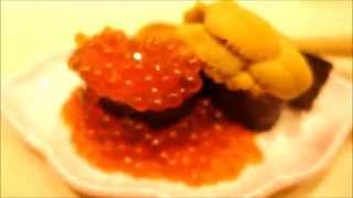 Edokko Sushi  Uni sea urchin roe amp Ikura fish roe [upl. by Fendig]