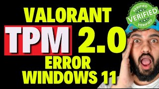 Valorant TPM 20 Error Windows 11 [upl. by Shaine]