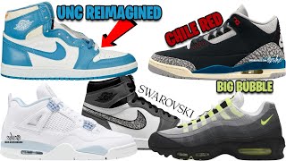 AIR JORDAN 1 UNC REIMAGINED 2025 SWAROVSKI AJ 3 CHILE RED AJ 4 ALUMINUM AIR MAX 95 NEON  MORE [upl. by Dunc]