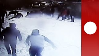 Turkey snow inner city avalanche buries pedestrians injures 2 [upl. by Nairahcaz257]