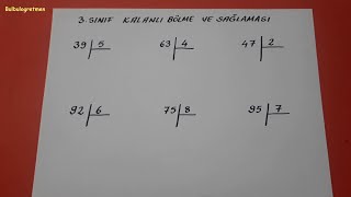 3sınıf kalanlı bölme işlemi ve sağlaması 3rd grade division Bulbulogretmen 3sınıf bölme [upl. by Leavy]