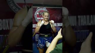 Swiss female fighter ELVIRA prefight muaythai [upl. by Eelinnej]