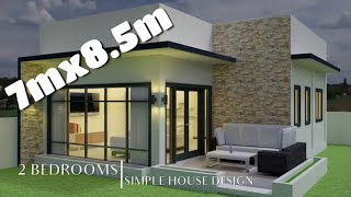 60sqm 7mx85m SIMPLE HOUSE DESIGN with 2 BEDROOMS [upl. by Caprice]