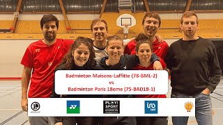 Badminton MaisonsLaffitte 2 VS Badminton Paris 18eme 1 [upl. by Treve]