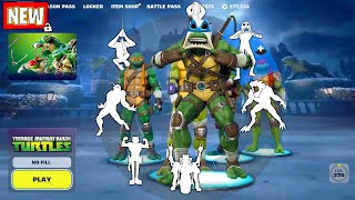 TMNT Fortnite LEONARDO by NINJA TURTLES doing all BuiltIn Emotes and Funny Dances シ [upl. by Witha]