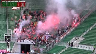 Śląsk  Zagłębie oprawa kibiców gości polish fan set on fire [upl. by Atikaj]