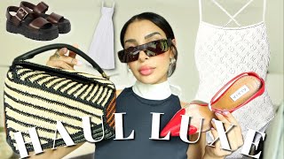 HAUL ÉTÉ LUXE  Miu Miu Louis Vuitton Alaïa Loewe [upl. by Odlanier82]