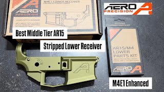 Best Middle Tier AR15 Stripped Lower Receiver amp Lower Parts Kit Aero Precision M4E1 Enhanced [upl. by Herminia]