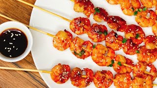 BROCHETA de LANGOSTINOS en SALSA TERIYAKI  KING PRAWN SKEWERS [upl. by See]