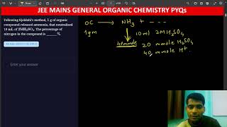 Following Kjeldahls method 1g organic compound released ammonia that neutralised 10 mL of 2MH2SO4 [upl. by Lap]