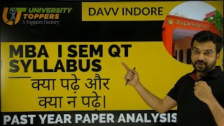 DAVV MBA FIRST SEM QUANTITATIVE TECHNIQUES STUDY PLAN  PAST YEAR PAPER ANALYSIS [upl. by Dobrinsky441]