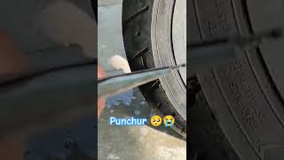 Removing nail like object from tyre  Punchur be precautious while riding [upl. by Ahsinal]