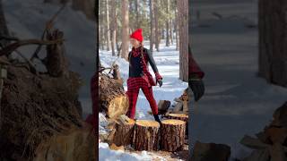 I said what I said woodchopping axe snow girlpower outdoors satisfying logsplitter [upl. by Alyac]