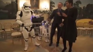 Obamas groove to Star Wars tunes [upl. by Mcquillin576]