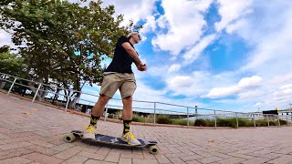 Longboard cruising waterfront Riverwalk Downtown Bradenton Florida [upl. by Ambrosane222]