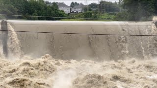 Winooski River High Water Essex Junction Vermont USA July 11 2023 9am EDT [upl. by Ahsienom]