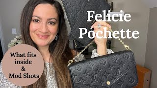 Why I bought the Louis Vuitton Felicie Pochette Empreinte What fits inside amp Mod Shots REVIEW [upl. by Tempa]