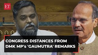 Fire in INDIA bloc Congress distances from DMK MPs Gaumutra states remarks [upl. by Storm]