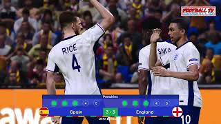 Spain vs England Final  Penalty Shootout  UEFA EURO 2024  Bellingham vs Morata  PES Gameplay [upl. by Wampler]