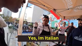 American SHOCKS Italians in NYC when he speaks Italian [upl. by Auqinehs505]