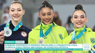 Bárbara Domingos é 1ª brasileira a conquistar vaga olímpica da prova individual de ginástica rítmica [upl. by Acimot768]