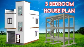 3 BEDROOM HOUSE PLAN  15 X 25 DUPLEX HOUSE WITH SHOP [upl. by Brenk561]