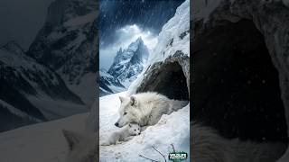 Snow White Wolf Protects Her Cub in a Snowstorm Escape  Heartwarming Moments of Wild You Must See [upl. by Kai]