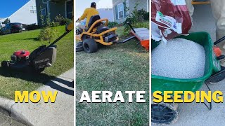 Aerating and Seeding parents yard [upl. by Adnoluy]