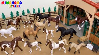 Cows and Horses for children 🐴🐮 Barn Farm Animal Toys ✨ Mimonona Stories [upl. by Eirrehc]