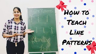 How to teach Line Patterns to Nursery kids  Standing Line  Sleeping Line  Slanting line  Curves [upl. by Skees]