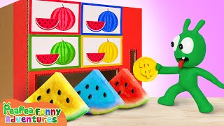 Pea Pea Tries Colorful Watermelon Vending Machine  Pea Pea Funny Adventures [upl. by Etiragram]