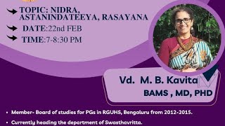 PANCHAJANYA SESSION 14 Swasthavritta Rasayana Nidra Ashtanindita Purusha by Vd M B Kavita [upl. by Dorolisa]