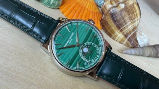 Frédérique Constant MALACHITE dial 18K Gold Moonphase FC716MA3HB [upl. by Orpha]