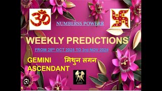 WEEKLY PREDICTION 28th OCT 2024 to 3rd NOV 2024 GEMINI ASCENDANT मिथुन लगन Astrologer Annil Verma [upl. by Neggem659]